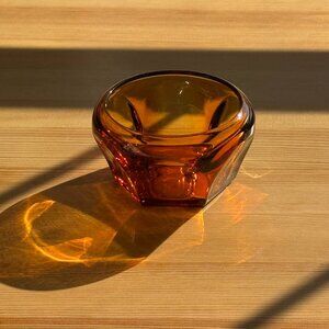 Vintage Amber Elegant Glass Powder Jar Bottom